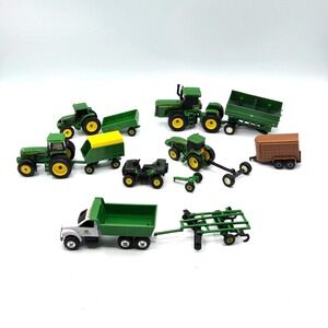 John Deere ERTL Collectible Vintage Farm Toy Tractors and Implements-Lot of 13